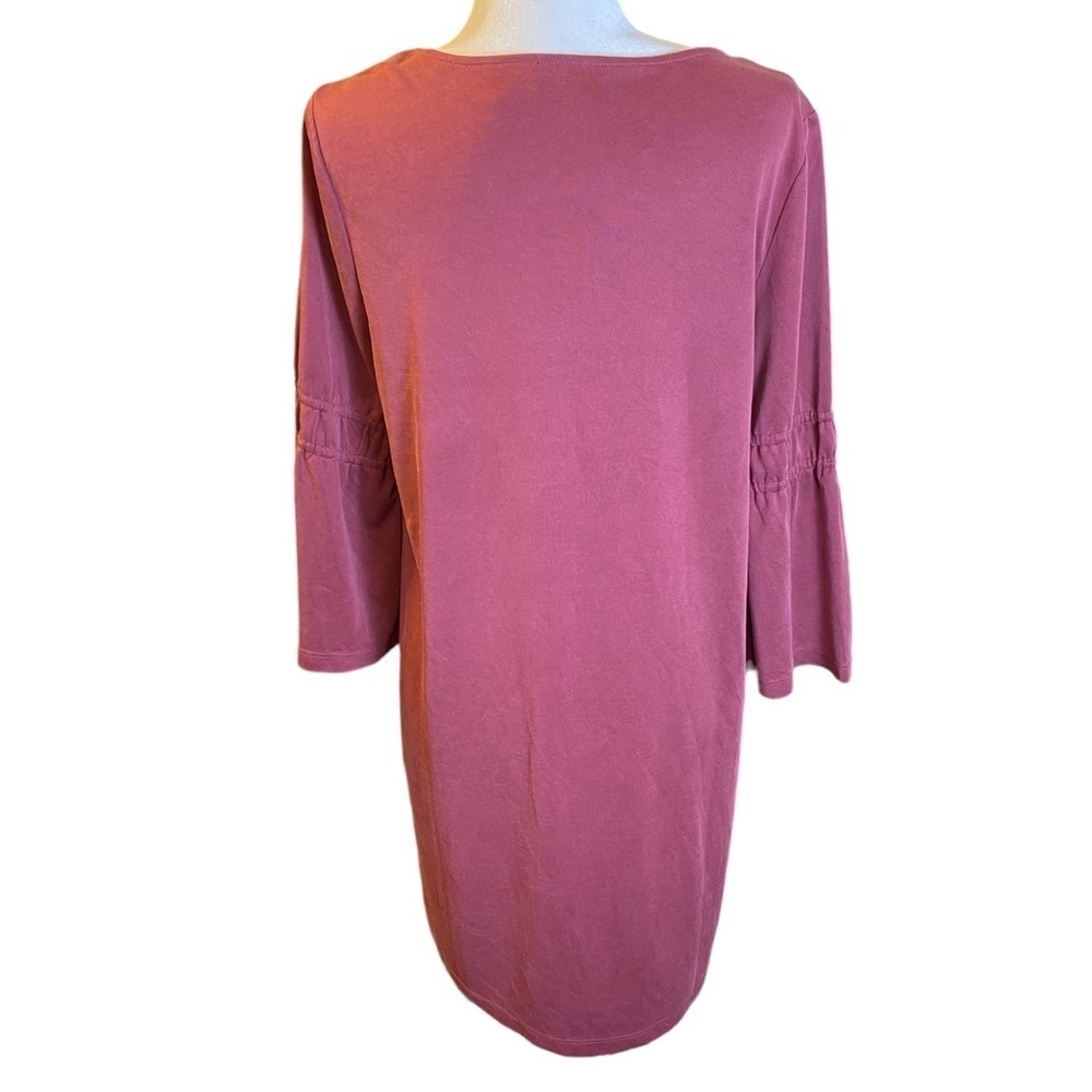 Marina Luna Shift Dress Women Large Jersey Knit‎ 3/4 Sleeves Plum Casual - Picture 7 of 13